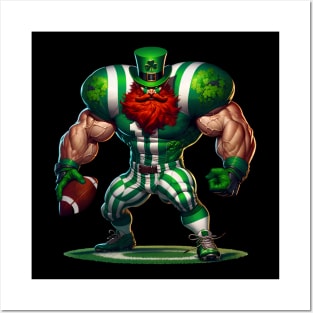 St Patrick's Day Leprechaun Football Player Posters and Art